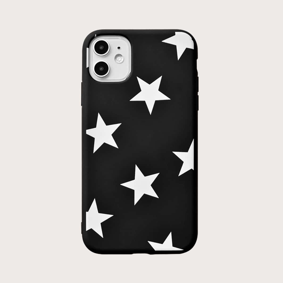 

Star Print iPhone Case, Black and white
