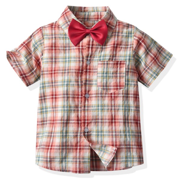 

Toddler Boys Plaid Print Button Front Bow Detail Shirt, Multicolor