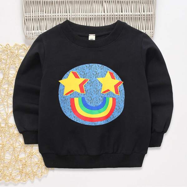 

Toddler Boys Cartoon And Star Print Sweatshirt, Black