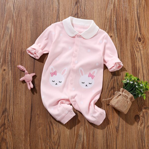 

Baby Girl Cartoon Graphic Jumpsuit, Baby pink
