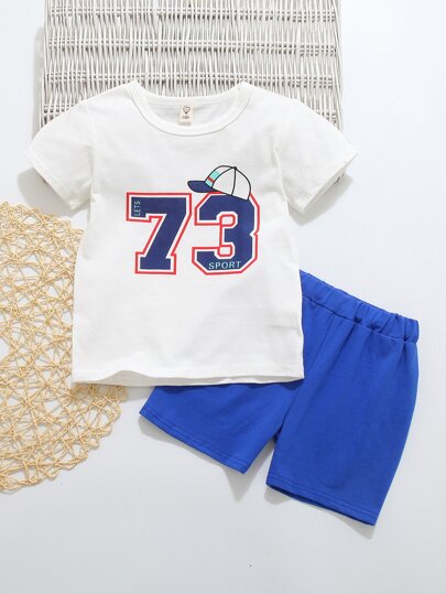 للولد الصغار بطباعة أحرف تي شيرت و شورت رياضي