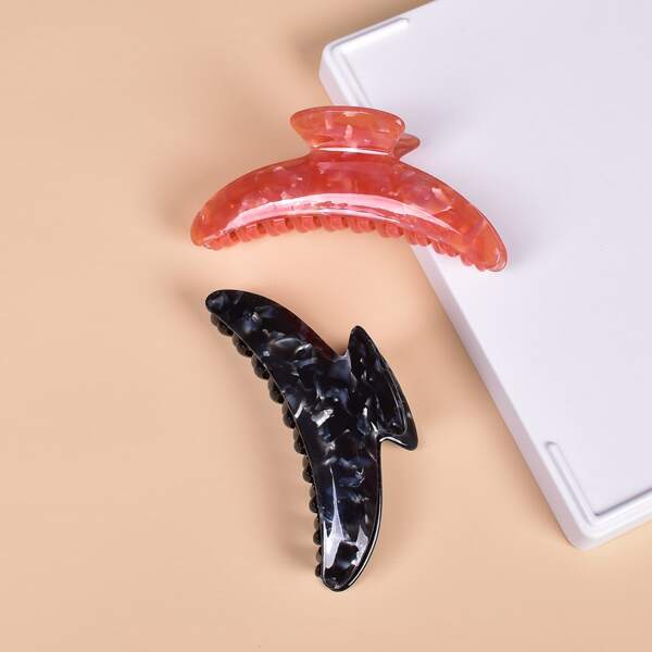 

2pcs Acrylic Hair Claw, Multicolor