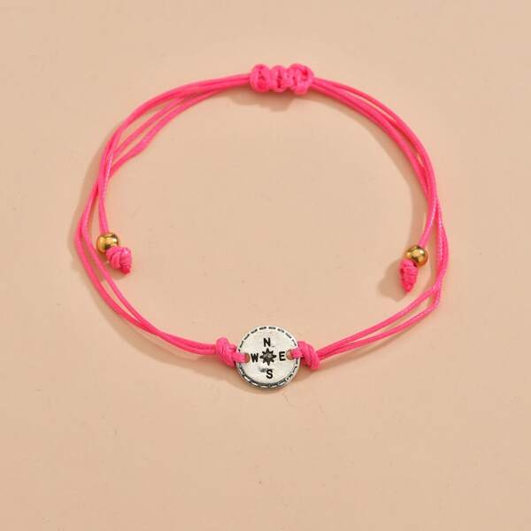 

Compass Design Round Decor Bracelet, Pink