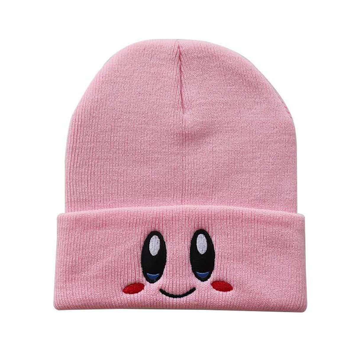 

Cartoon Eye Embroidery Beanie, Pink