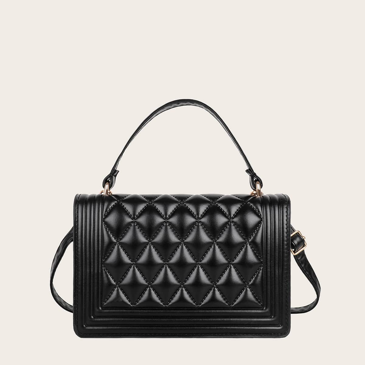 

Quilted Satchel Bag, Black