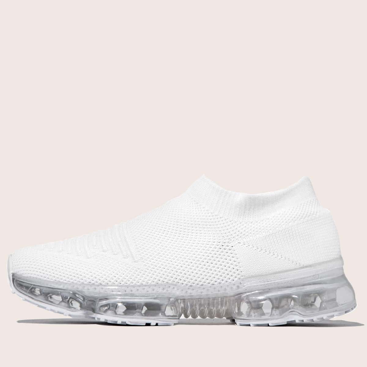 

Solid Slip On Knit Sneakers, White