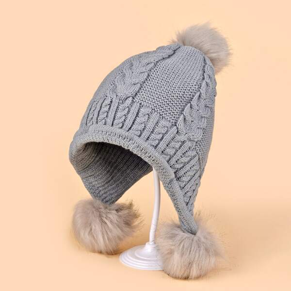 

Pom-pom Decor Knit Beanie, Grey