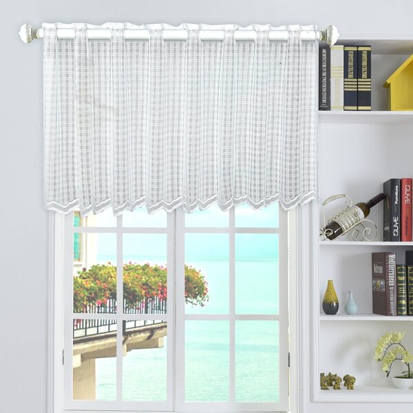 

Plaid Pattern Mesh Valance, White