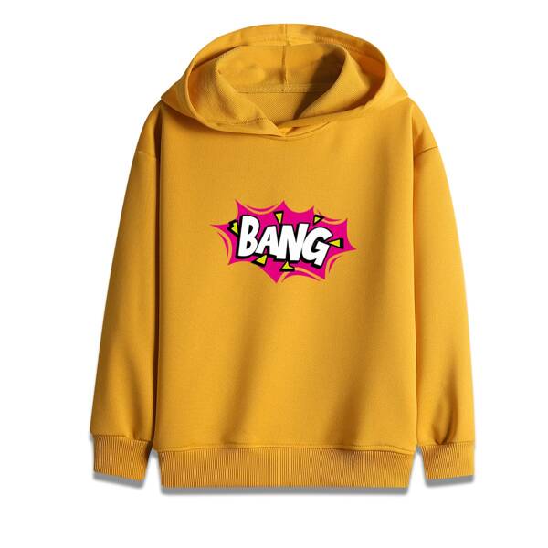 

Boys Letter Graphic Drop Shoulder Hoodie, Mustard yellow