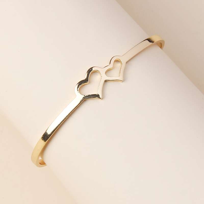 

Double Heart Cuff Bracelet, Gold