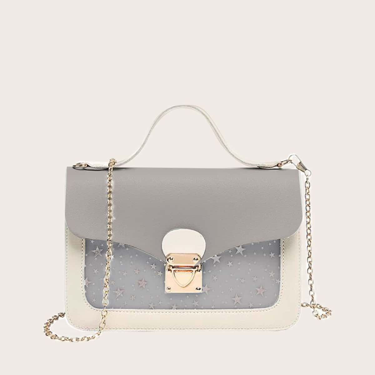 

Star Pattern Flap Bag, Multicolor