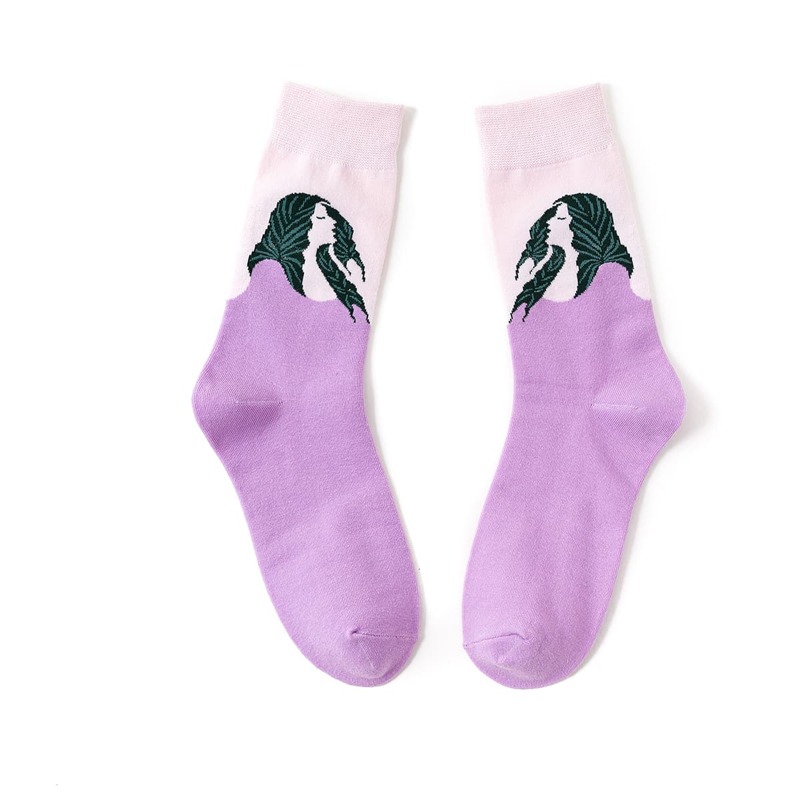 Guys 1pair Figure Graphic Crew Socks, Purple