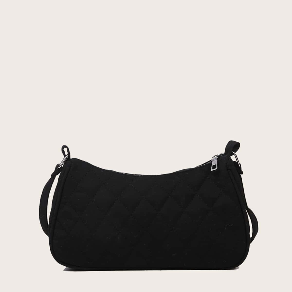 

Quilted Baguette Bag, Black