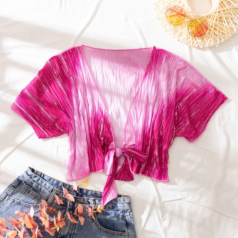 

Ombre Knot Front Kimono, Multicolor