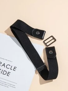 Plain Elastic Belt - Black - View 1