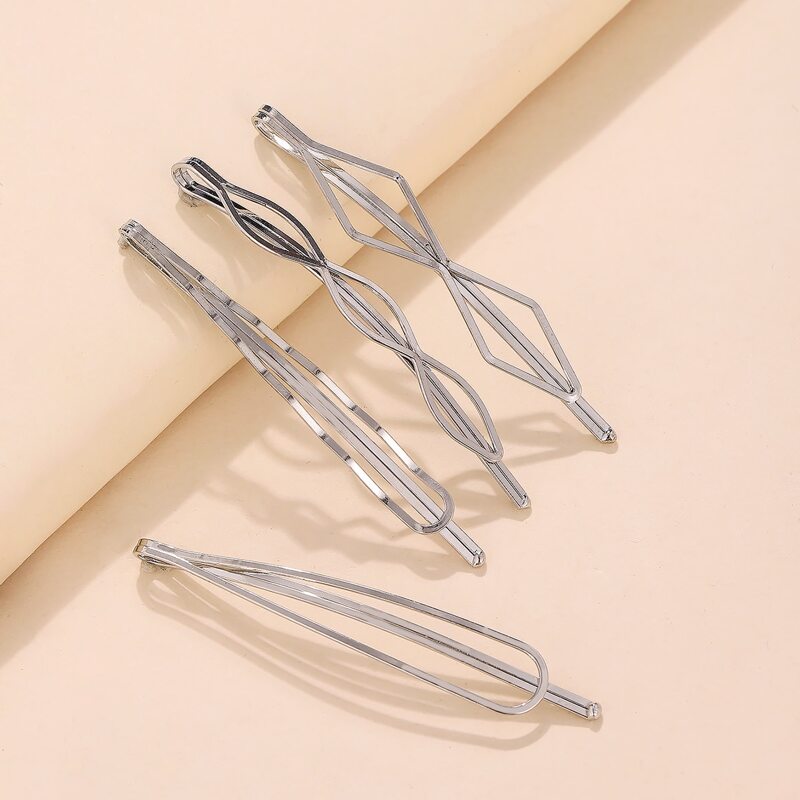 

4pcs Minimalist Hair Clip, Silver
