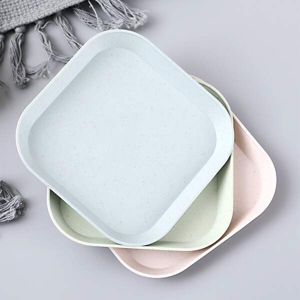 

3pcs Plain Snack Plate, Multicolor