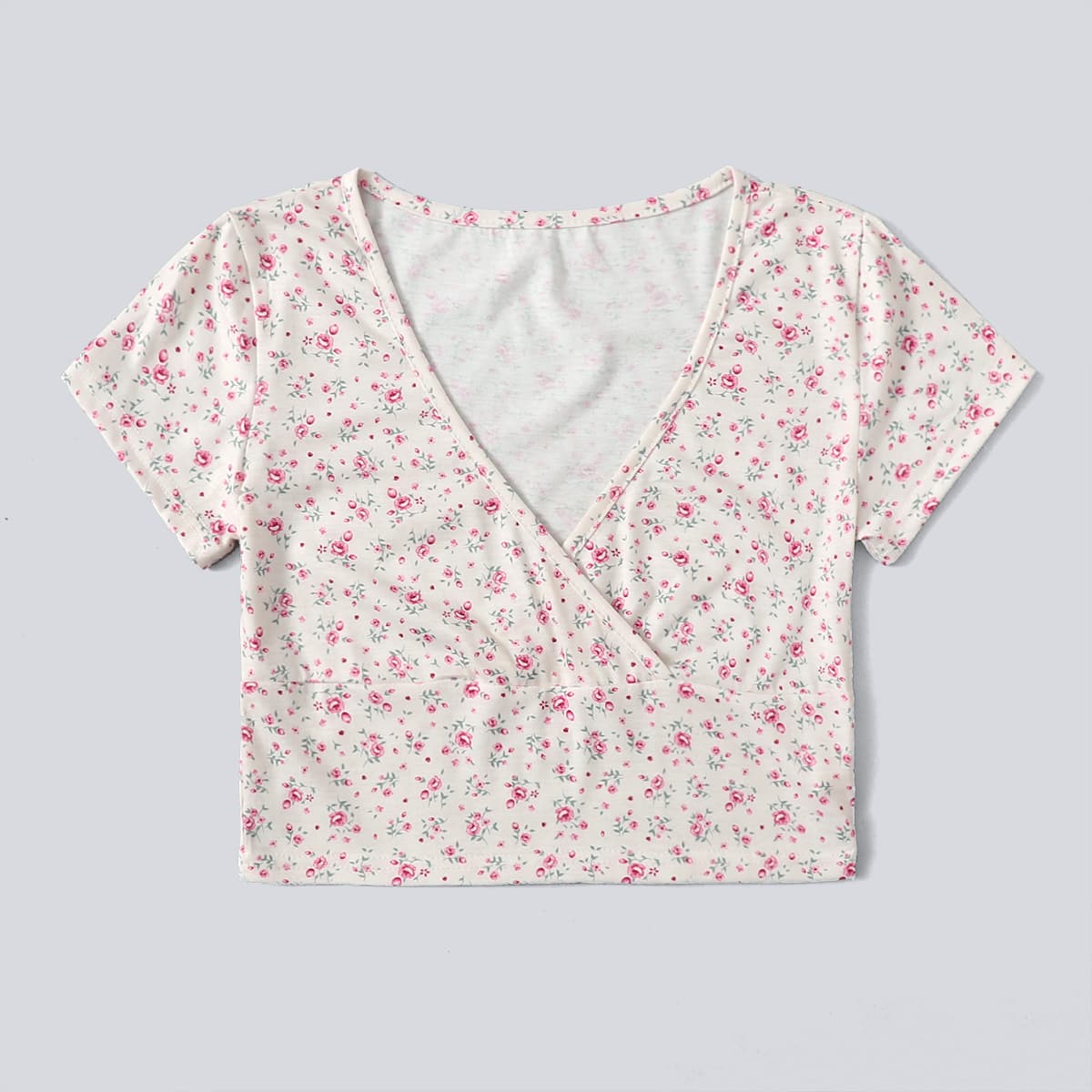 

Ditsy Flower Wrap Crop Tee, Multicolor