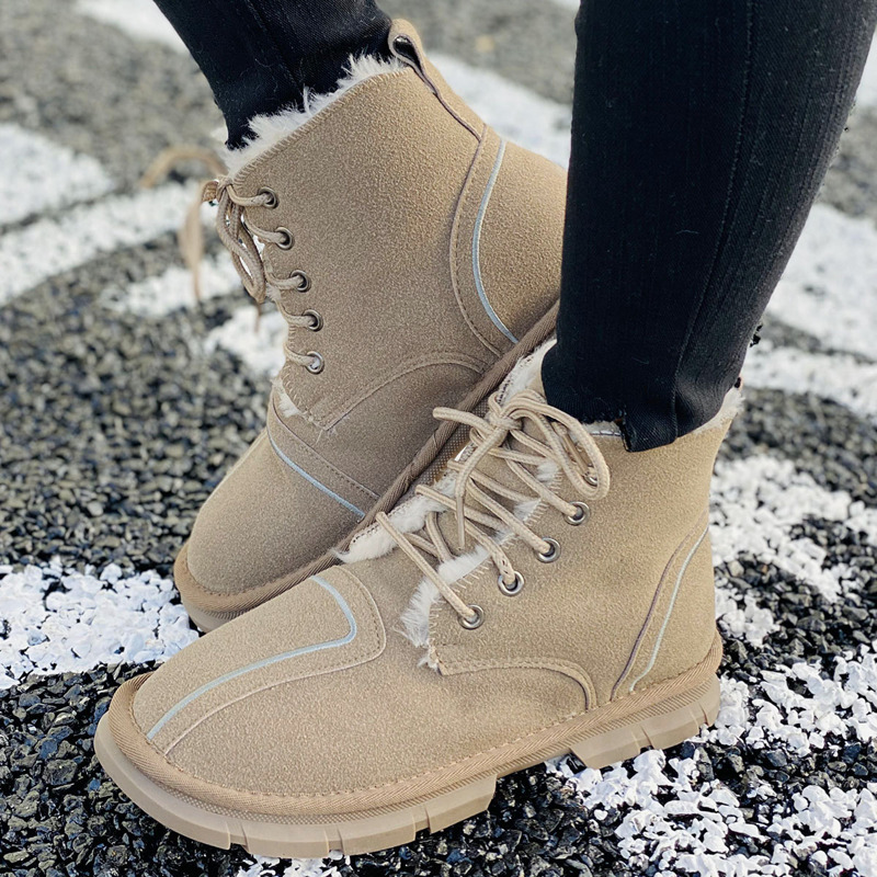 

Faux Fur Lined Suede Lace Up Boots, Khaki