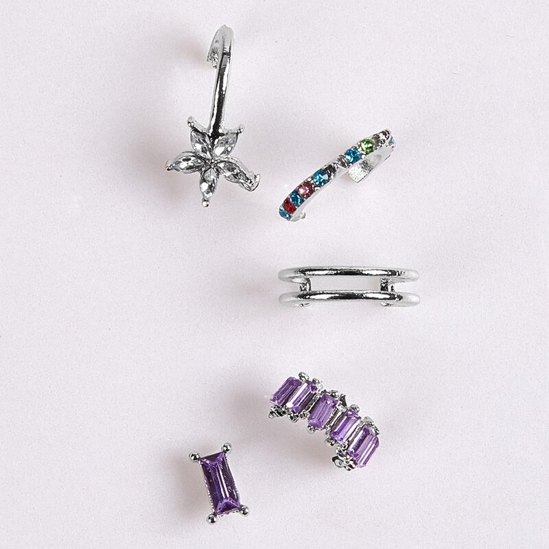 

5pcs Rhinestone Earring Set, Multicolor