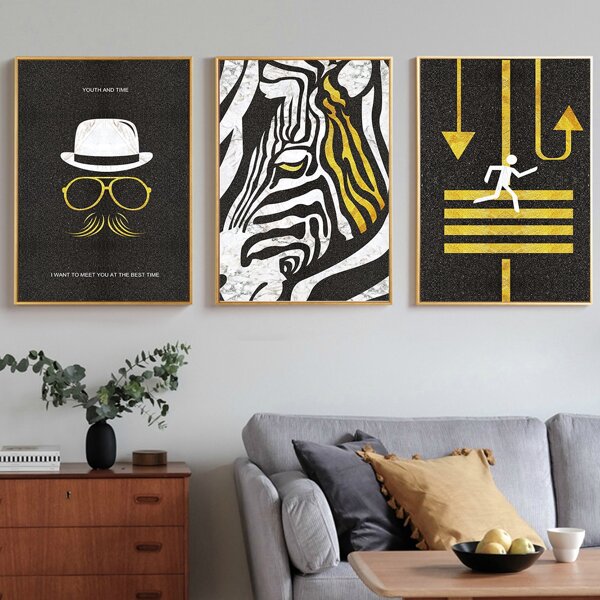 

3pcs Abstract Pattern Wall Painting Without Frame, Multicolor