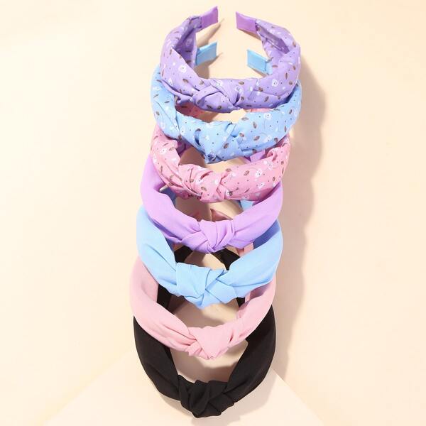 

7pcs Girls Knot Decor Hair Hoop, Multicolor