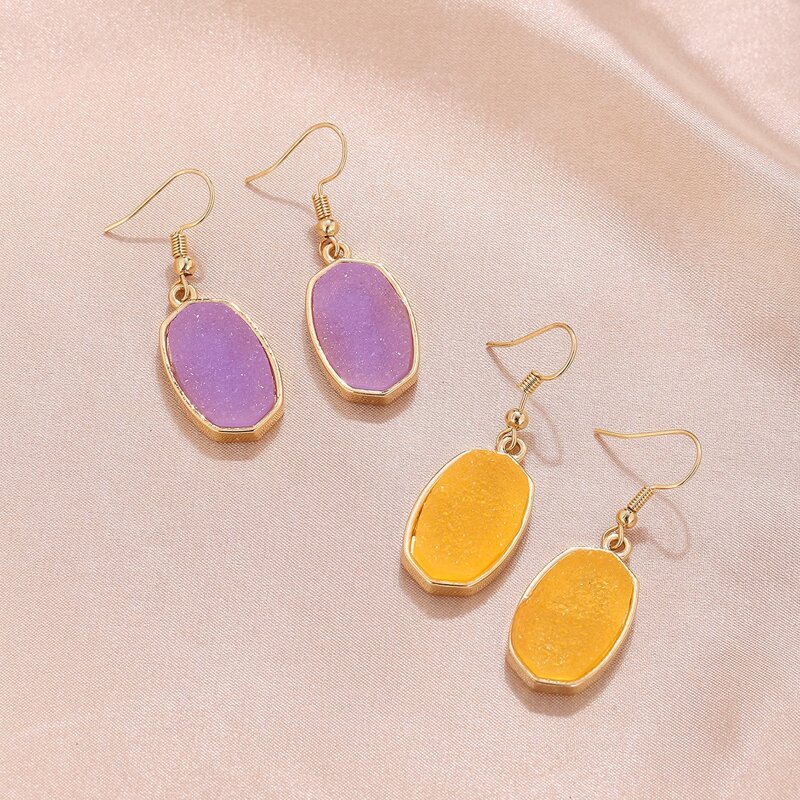 

2pairs Glitter Geo Drop Earrings, Multicolor