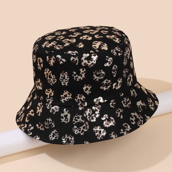 

Leopard Bucket Hat, Black
