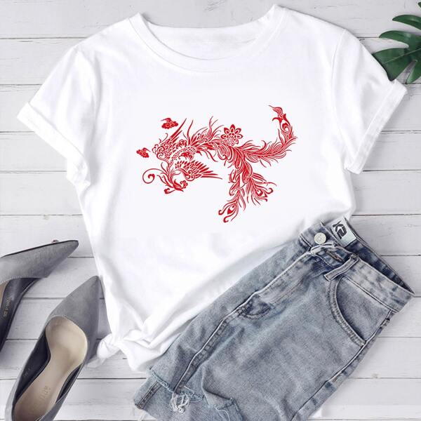

Phoenix Print Short Sleeve Tee, White