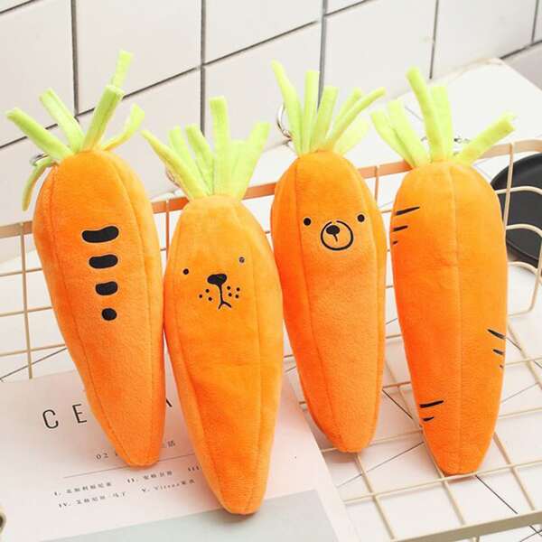 

1pc Carrot Shaped Random Pencil Case, Multicolor