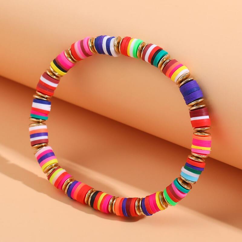 

Colorful Soft Disc Beaded Bracelet, Multicolor