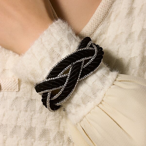 

Seed Bead Detail Woven Bracelet, Black