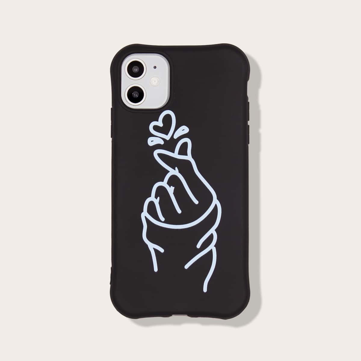 

Heart Gesture Print iPhone Case, Multicolor