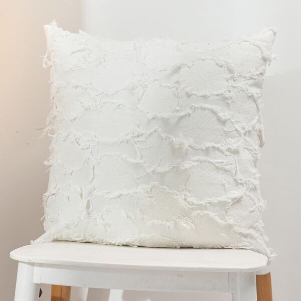 

Solid Tassel Cushion Cover Without Filler, White