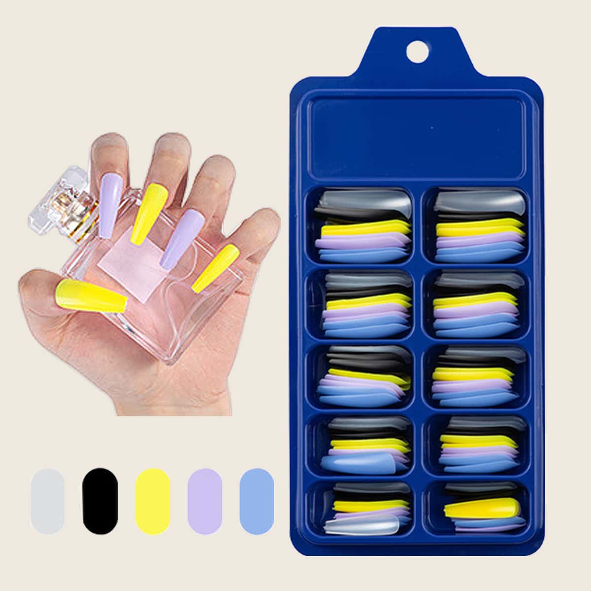 

100pcs Solid Fake Nail, Multicolor
