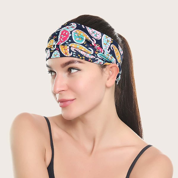 

Paisley Pattern Headband, Navy blue