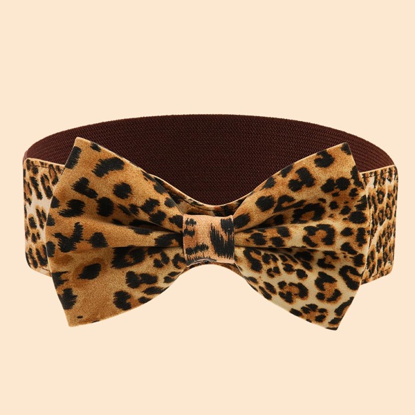 

Leopard Bow Decor Belt, Brown
