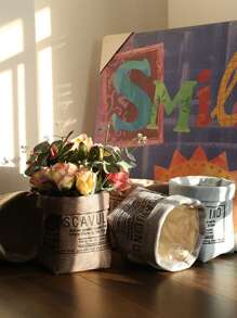 1 Stück Zufälliger Aufbewahrungskorbe mit Buchstaben Grafik - Verschiedenfarbig - Übersicht 1