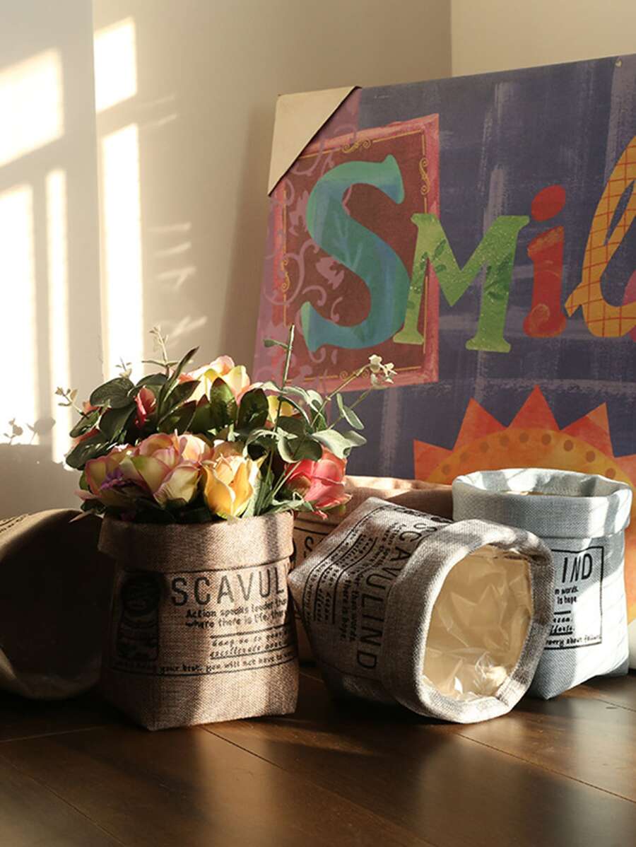 1 Stück Zufälliger Aufbewahrungskorbe mit Buchstaben Grafik - Verschiedenfarbig - Übersicht 1