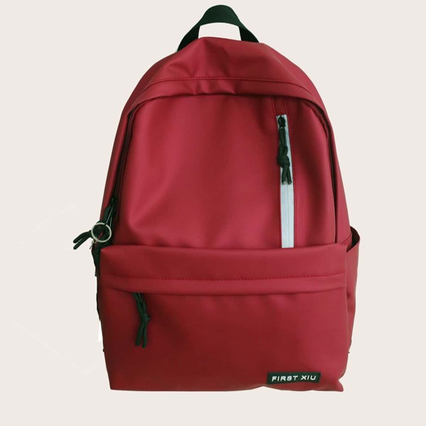 

Large Capacity Zip Front Backpack, Red