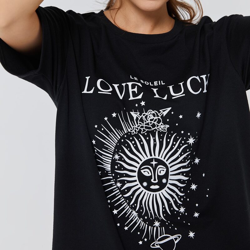 

Sun Graphic Oversized Tee, Black
