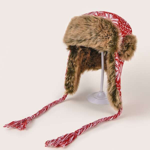 

Geometric Print Trapper Hat, Multicolor