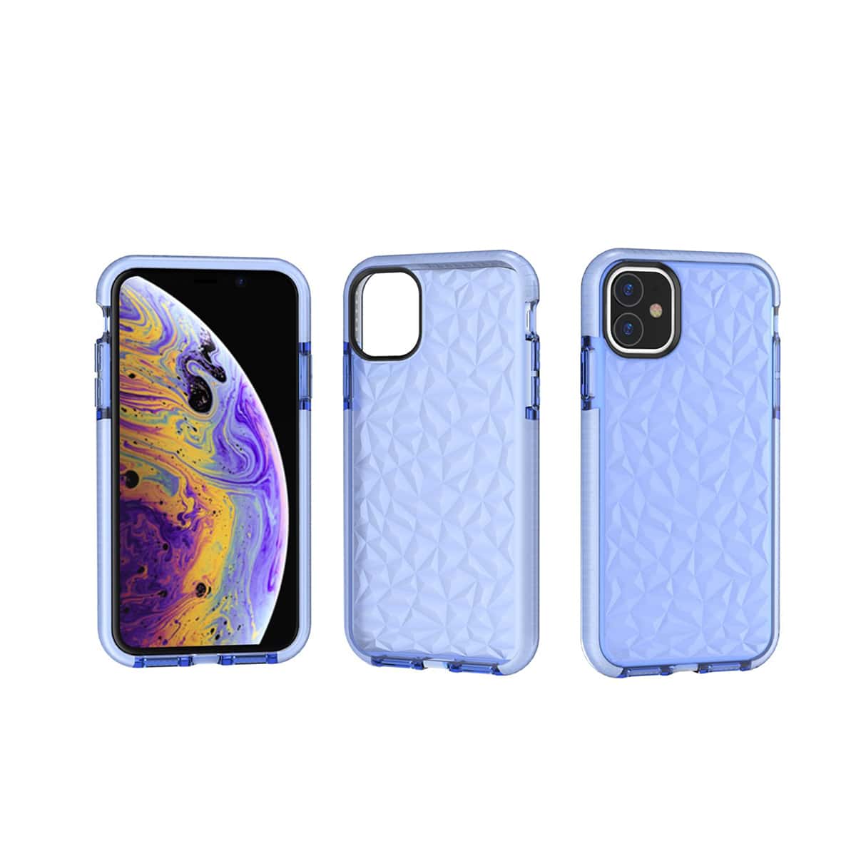 

Diamond Pattern Transparent iPhone Case, Blue