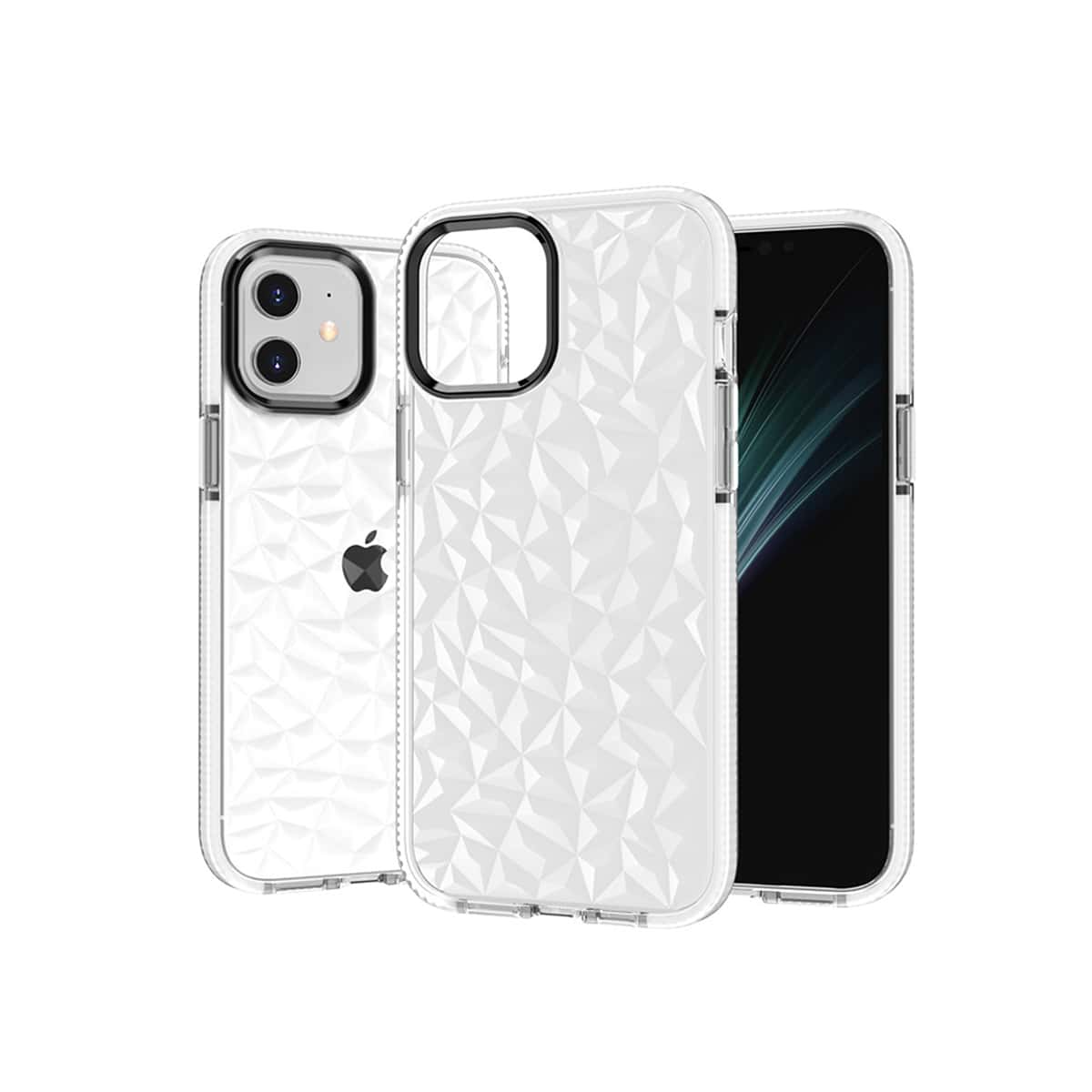 

Diamond Pattern Transparent iPhone Case, White