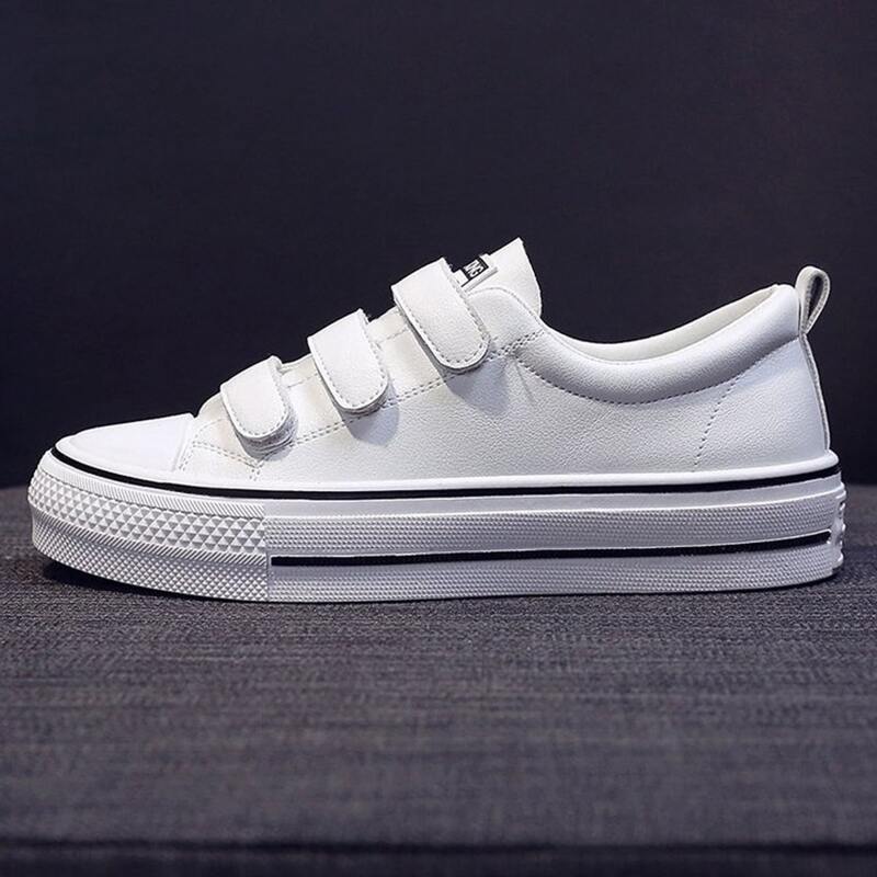 

Solid Velcro Strap Skate Shoes, White