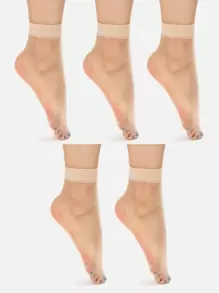 5pairs Plain Sheer Mesh Socks