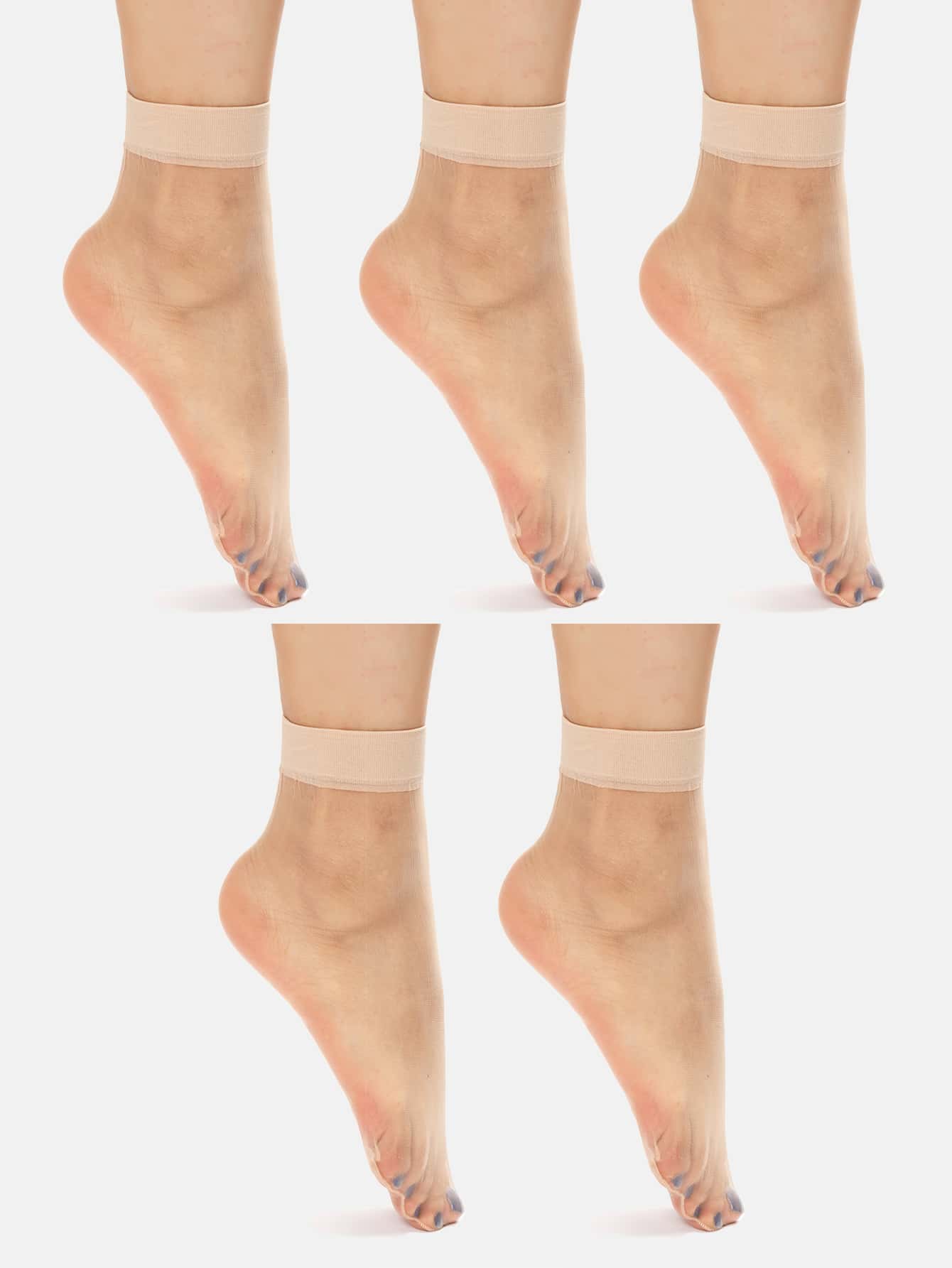 5pairs Plain Sheer Mesh Socks