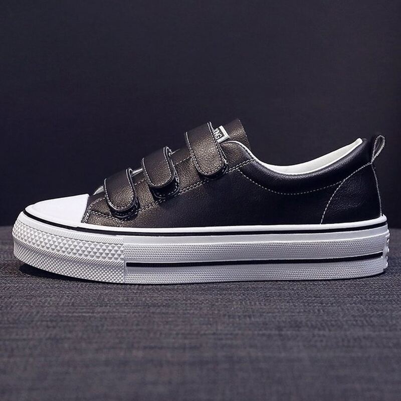 

Solid Velcro Strap Skate Shoes, Black