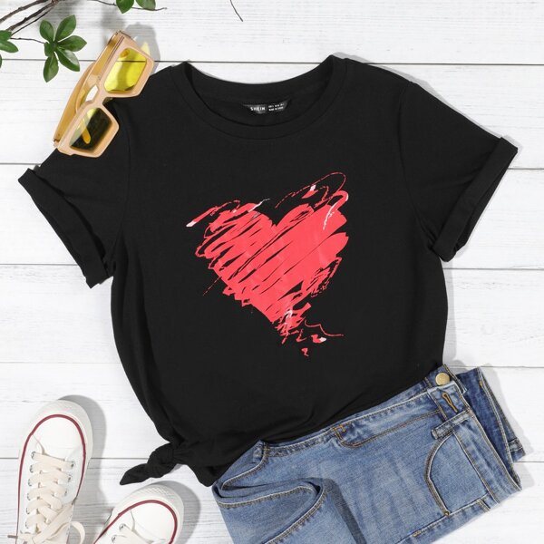 

Heart Print Tee, Black