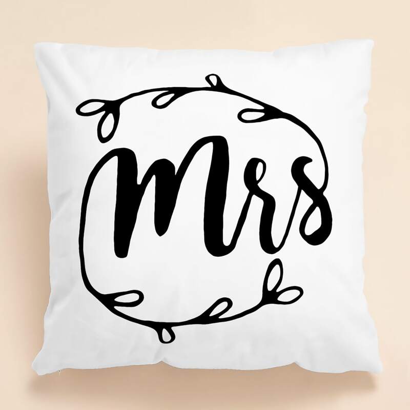 

Valentine's Day MRS Cushion Cover Without Filler, White